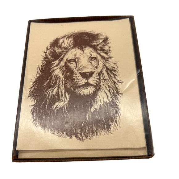 1986 Donald Collins Animals Notecards Lion Tiger w/ Envelopes 5.5" x 4.25" - Picture 5 of 6